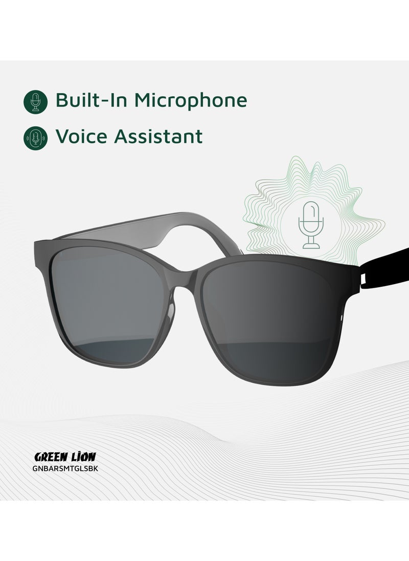 Smart Glasses Barcelona GL-SG8 / Play & Pause / Answer & Reject Calls / Polarized Anti-Blue Lens / Built-in Microphone / UV400 Protection / Voice Assistant / Remote Camera / Touch Control Smart Glass/ TWS Function - Black