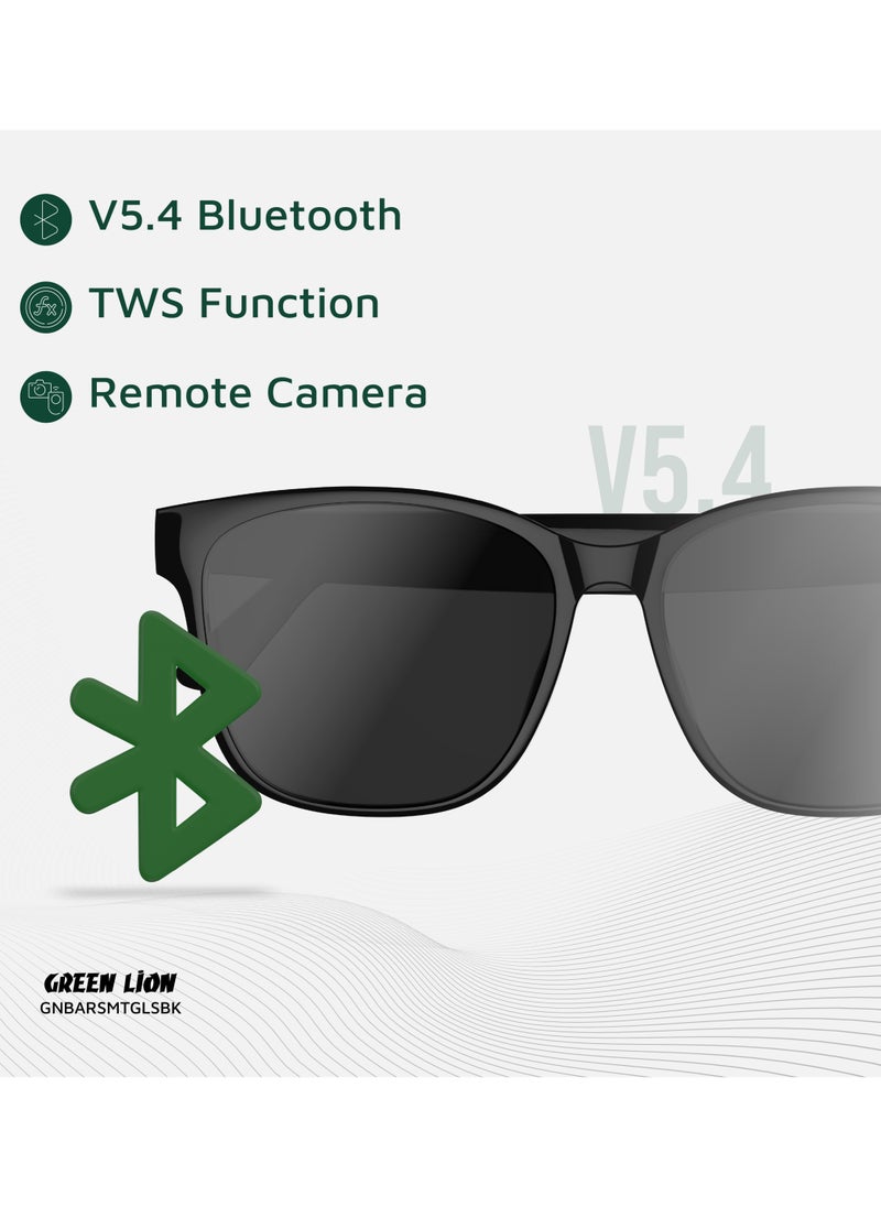 Smart Glasses Barcelona GL-SG8 / Play & Pause / Answer & Reject Calls / Polarized Anti-Blue Lens / Built-in Microphone / UV400 Protection / Voice Assistant / Remote Camera / Touch Control Smart Glass/ TWS Function - Black