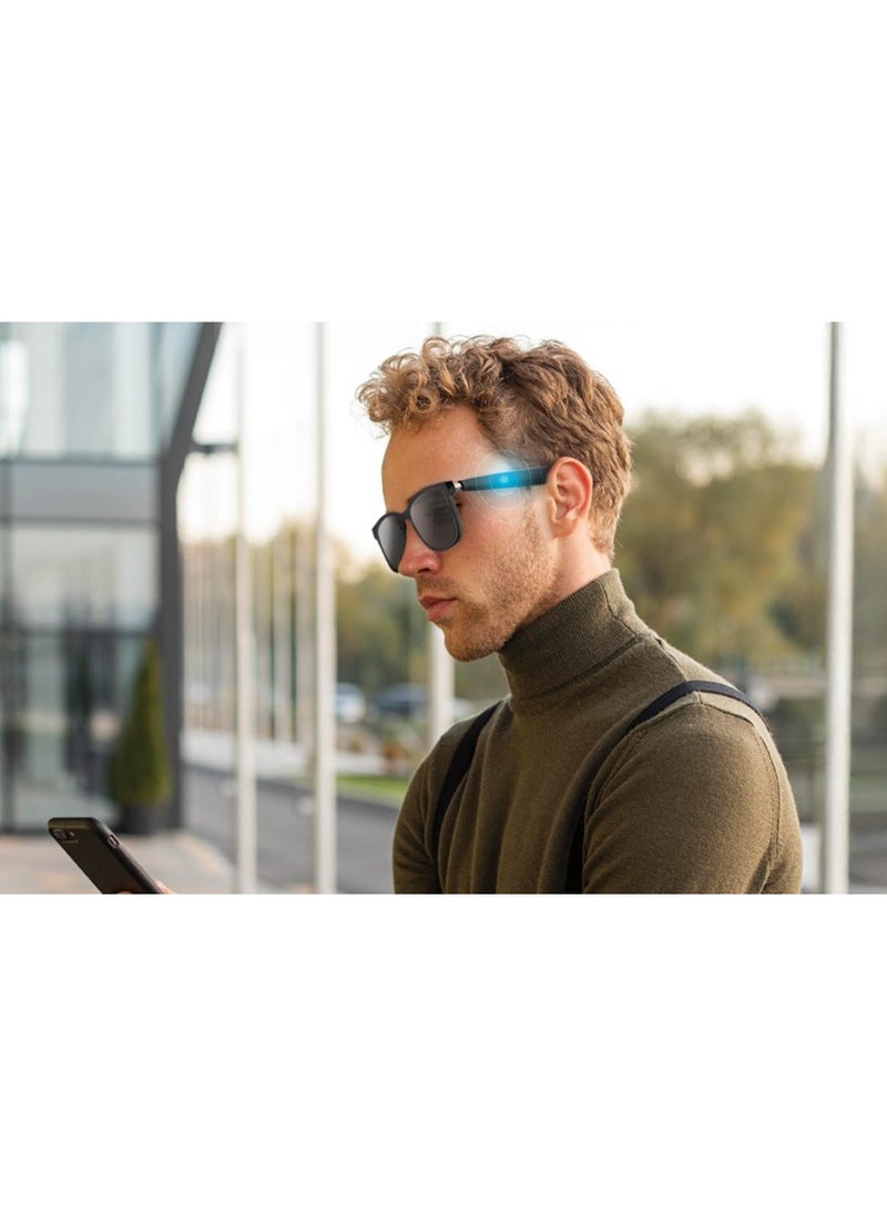 Smart Glasses Barcelona GL-SG8 / Play & Pause / Answer & Reject Calls / Polarized Anti-Blue Lens / Built-in Microphone / UV400 Protection / Voice Assistant / Remote Camera / Touch Control Smart Glass/ TWS Function - Black