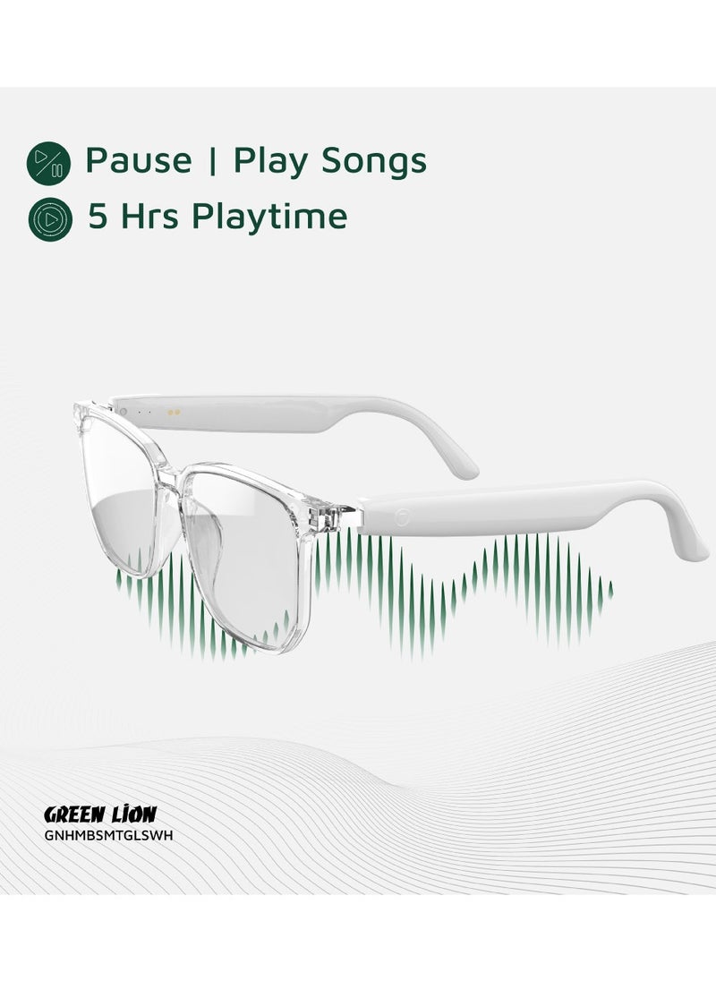 GL-SG9Hamburg Smart Glasses / Play & Pause / Answer & Reject Calls / Anti-Blue Lens / Built-in Microphone / UV400 Protection / Voice Assistant / Remote Camera / Touch Control / TWS Function - White