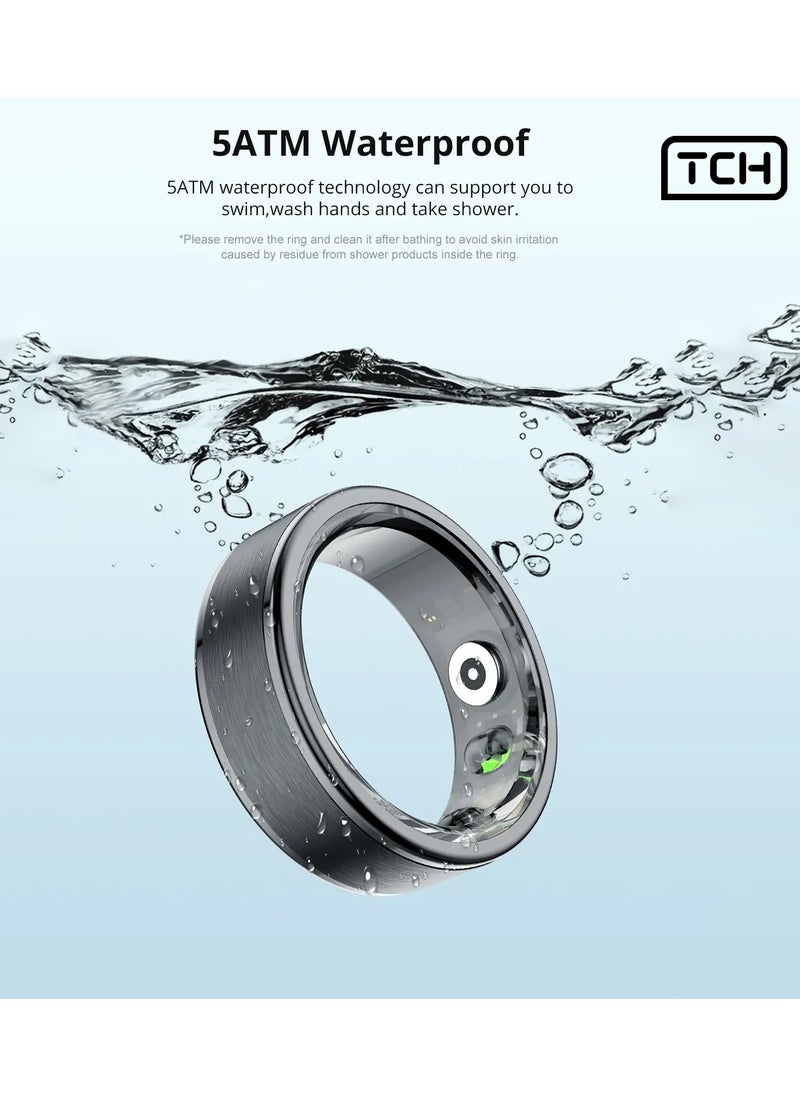 TCH Smart Ring R10 - Health & Fitness Tracker for Men and Women, Sleep Monitoring, Heart Rate, Oxygen, Pressure, Stress Tracking, Waterproof, 7 Days Battery Life Family Care Android+IOS