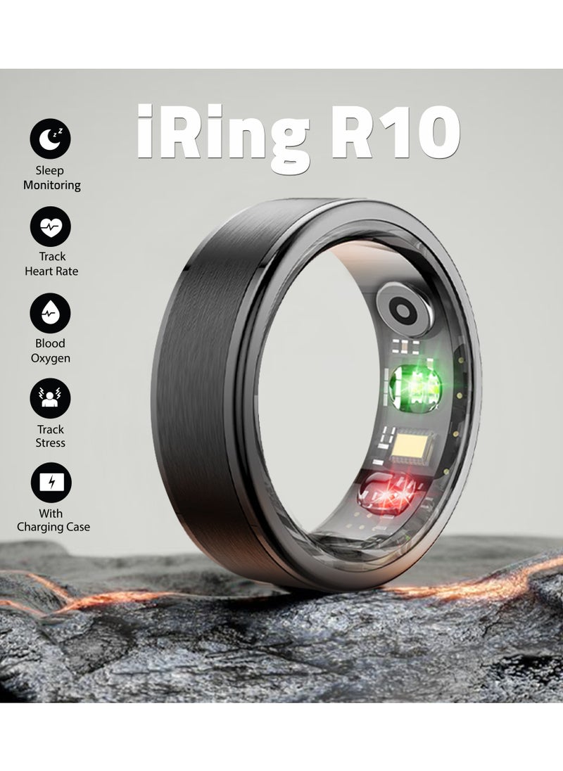 TCH Smart Ring R10 - Health & Fitness Tracker for Men and Women, Sleep Monitoring, Heart Rate, Oxygen, Pressure, Stress Tracking, Waterproof, 7 Days Battery Life Family Care Android+IOS