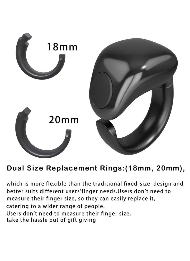 Smart Tasbih Counter Zikr Ring – Digital Tasbeeh Counter with OLED Display, App Support, Magnetic Charging, Waterproof Design, Prayer Reminder, Sleek Black – Modern Islamic Gadget for Daily Zikr & Prayer Tracking (18mm & 20mm)