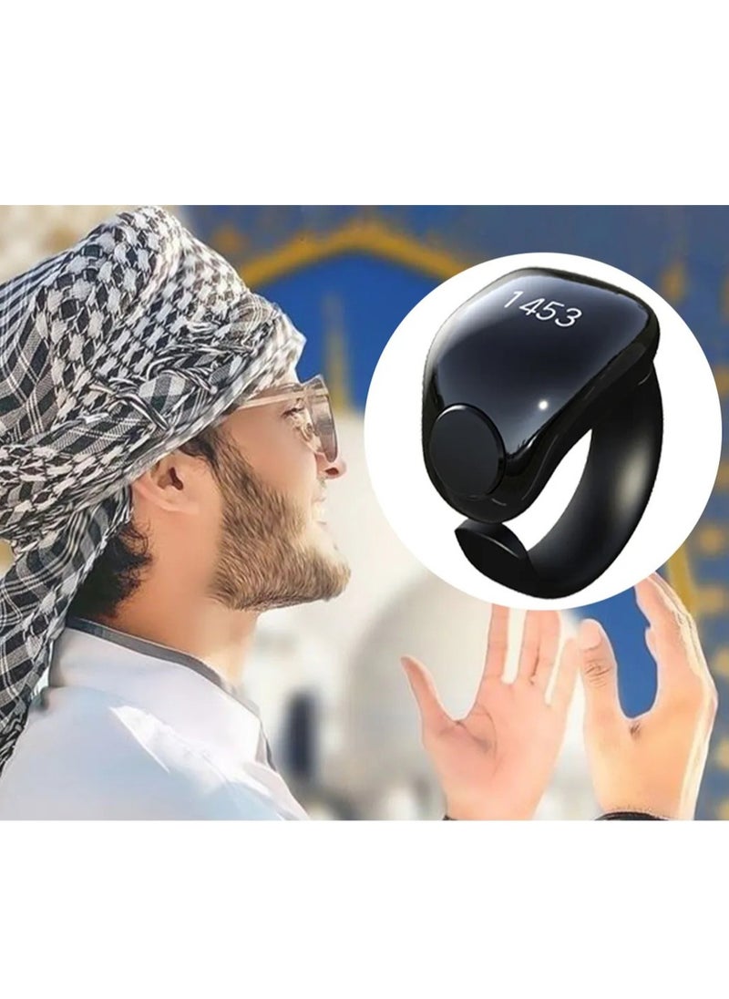 Smart Tasbih Counter Zikr Ring – Digital Tasbeeh Counter with OLED Display, App Support, Magnetic Charging, Waterproof Design, Prayer Reminder, Sleek Black – Modern Islamic Gadget for Daily Zikr & Prayer Tracking (20mm & 22mm)