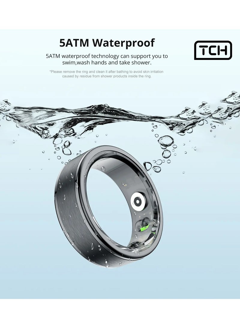 TCH Smart Ring R10 - Health & Fitness Tracker for Men and Women, Sleep Monitoring, Heart Rate &  Oxygen, Pressure, Stress Tracking, Waterproof, 7 Days Battery Life Family Care Android+IOS