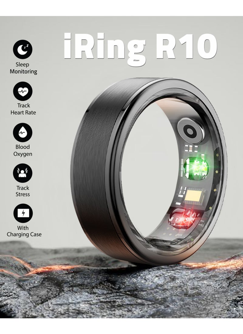 TCH Smart Ring R10 - Health & Fitness Tracker for Men and Women, Sleep Monitoring, Heart Rate &  Oxygen, Pressure, Stress Tracking, Waterproof, 7 Days Battery Life Family Care Android+IOS