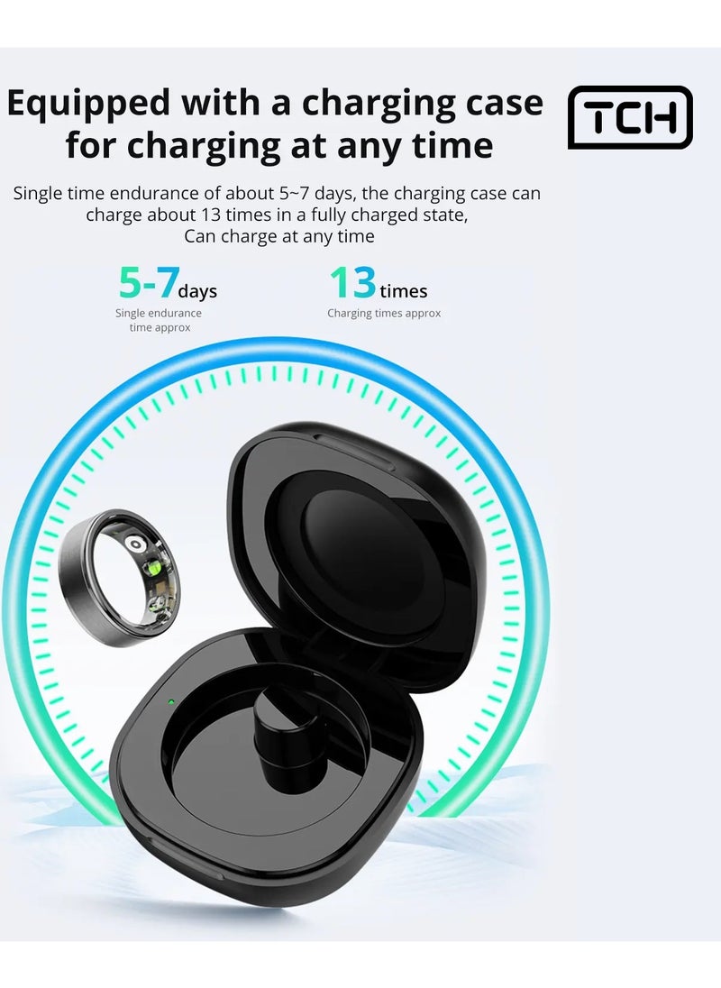 TCH Smart Ring R10 - Health & Fitness Tracker for Men and Women, Sleep Monitoring, Heart Rate , Oxygen, Pressure, Stress Tracking, Waterproof, 7 Days Battery Life Family Care (Rose Gold 11)