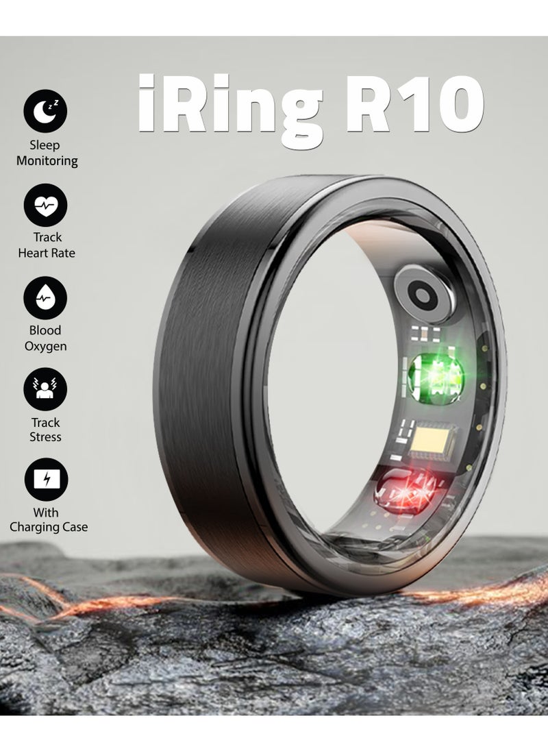 TCH Smart Ring R10 - Health & Fitness Tracker for Men and Women, Sleep Monitoring, Heart Rate  Oxygen, Pressure, Stress Tracking, Waterproof, 7 Days Battery Life Family Care (Rose Gold 10)