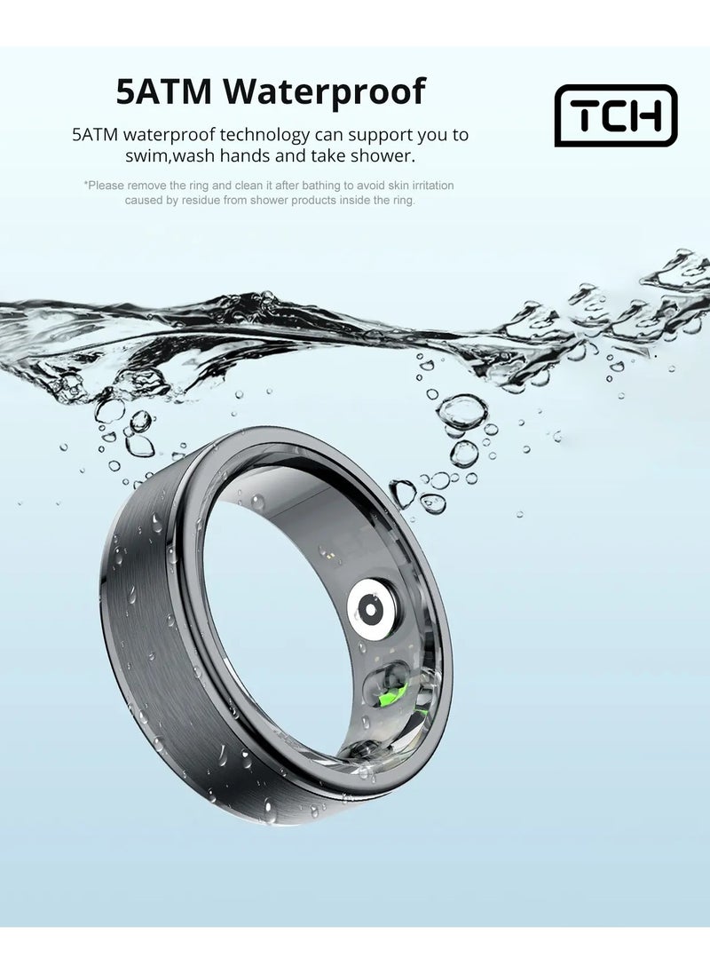 TCH Smart Ring R10 - Health & Fitness Tracker for Men and Women, Sleep Monitoring, Heart Rate  Oxygen, Pressure, Stress Tracking, Waterproof, 7 Days Battery Life Family Care (Rose Gold 10)