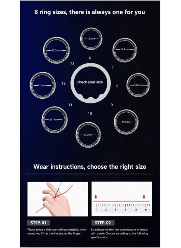 TCH Smart Ring R10 - Health & Fitness Tracker for Men and Women, Sleep Monitoring, Heart Rate  Oxygen, Pressure, Stress Tracking, Waterproof, 7 Days Battery Life Family Care (Rose Gold 10)