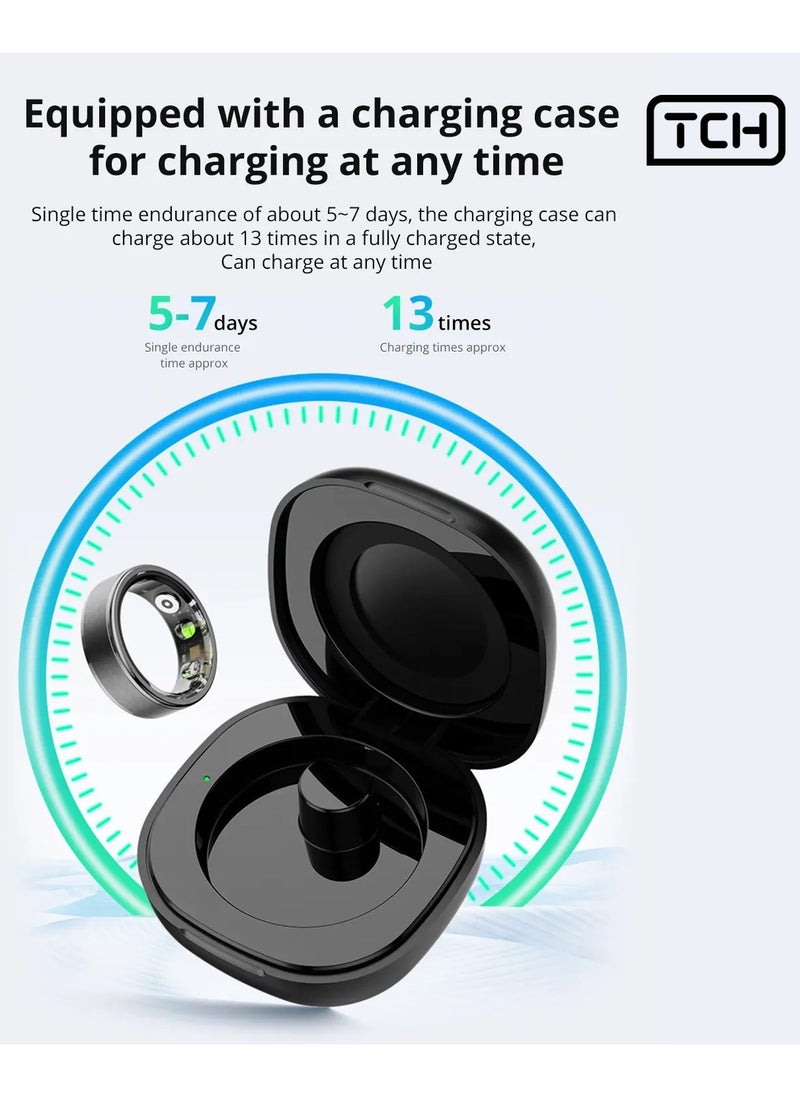 TCH Smart Ring R10 - Health & Fitness Tracker for Men and Women, Sleep Monitoring, Heart Rate  Oxygen, Pressure, Stress Tracking, Waterproof, 7 Days Battery Life Family Care (Rose Gold 10)