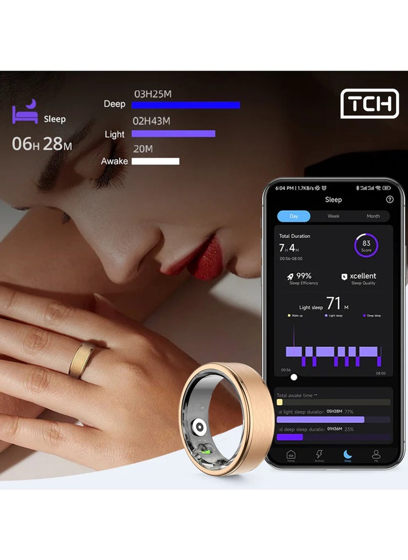 TCH Smart Ring R10 - Health & Fitness Tracker for Men and Women, Sleep Monitoring, Heart Rate Oxygen, Pressure, Stress Tracking, Waterproof, 7 Days Battery Life Family Care Android+IOS