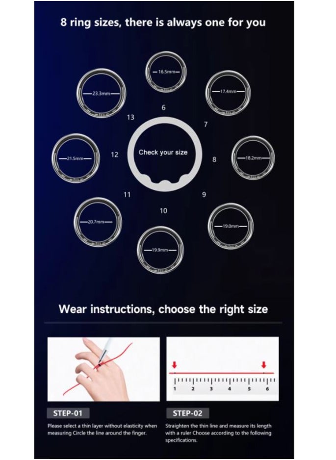 TCH Smart Ring R10 - Health & Fitness Tracker for Men and Women, Sleep Monitoring, Heart Rate, Oxygen, Pressure, Stress Tracking, Waterproof, 7 Days Battery Life Family Care (Rose Gold 09)