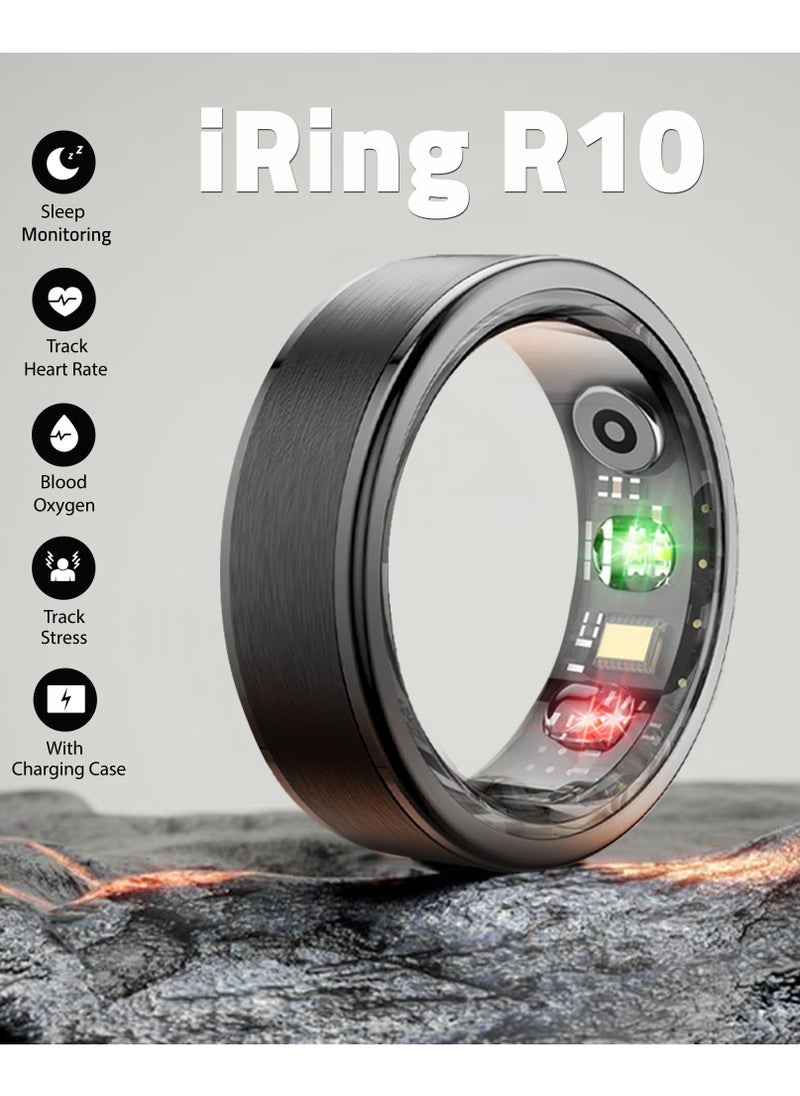 TCH Smart Ring R10 - Health & Fitness Tracker for Men and Women, Sleep Monitoring, Heart Rate, Oxygen, Pressure, Stress Tracking, Waterproof, 7 Days Battery Life Family Care (Rose Gold 09)