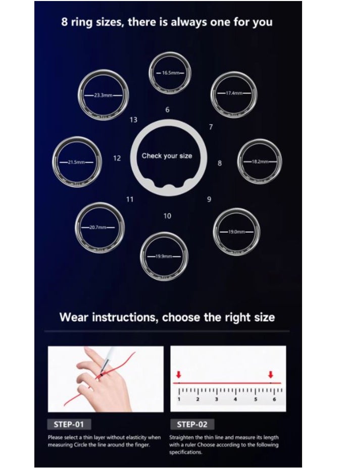 TCH Smart Ring R10 - Health & Fitness Tracker for Men and Women, Sleep Monitoring, Heart Rate &  Oxygen, Pressure, Stress Tracking, Waterproof, 7 Days Battery Life Family Care (Rose Gold 08)