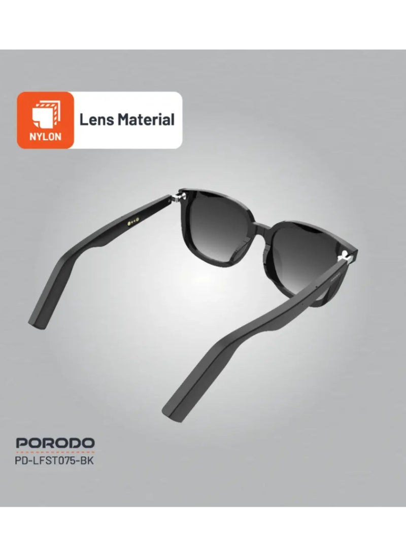 Lifestyle Polarized Sunglasses with Speaker, 160 Hours Standby Time, 2 Hours Charging Time, Bluetooth Version 5.3, Push-Button Controls, Multi-Coated Lens - Black