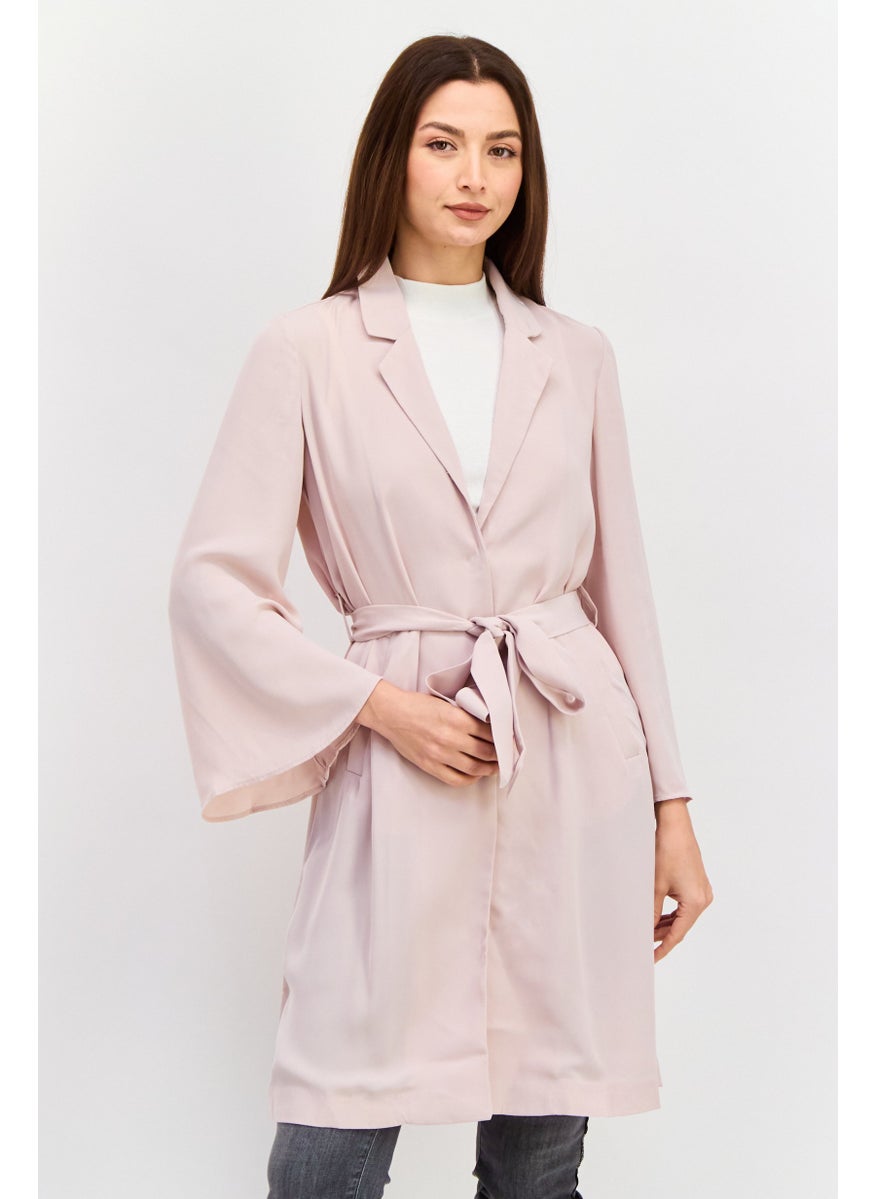 Women Embroidered Belted Robe, Old Pink