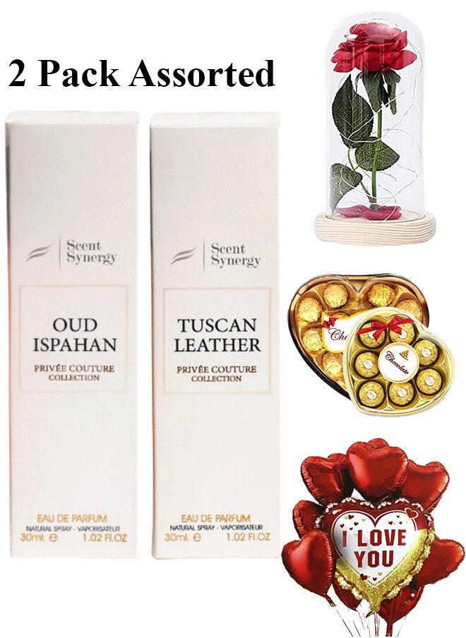 Pack of 2 Perfume with balloon chocolate and romantic gift for wife and girlfriend