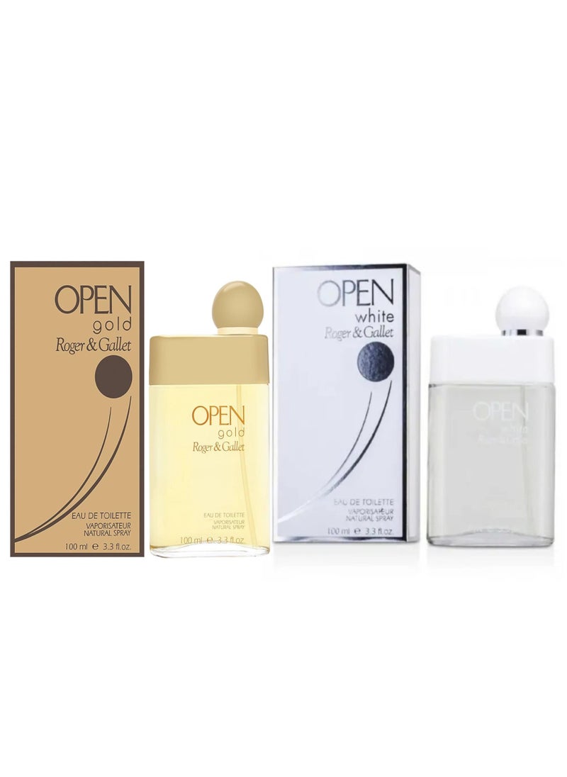 Open Gold and White EDT Perfume - Pack of 2 (100ml x 2) - 200ml Long-Lasting Fragrance Roger & Gallet