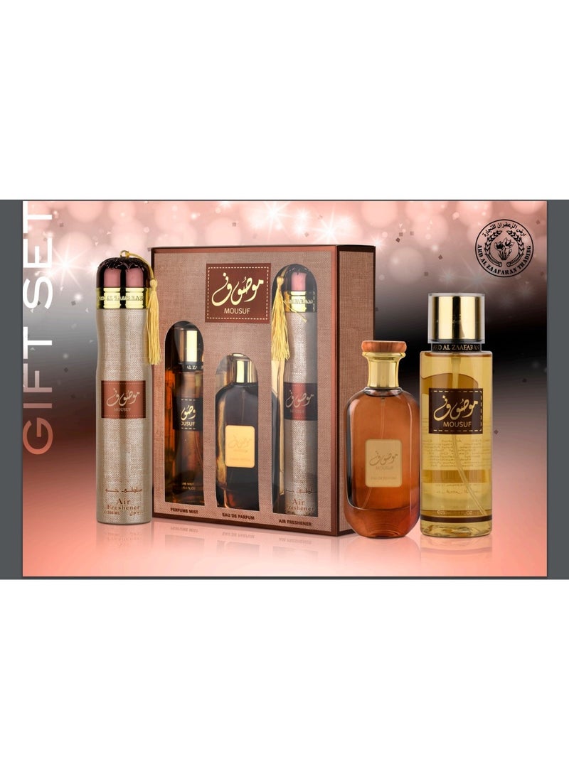 Mousuf For Men & Women (Gift Set) Edp 100ml + Body Mist 250ml + Air Freshener 300ml