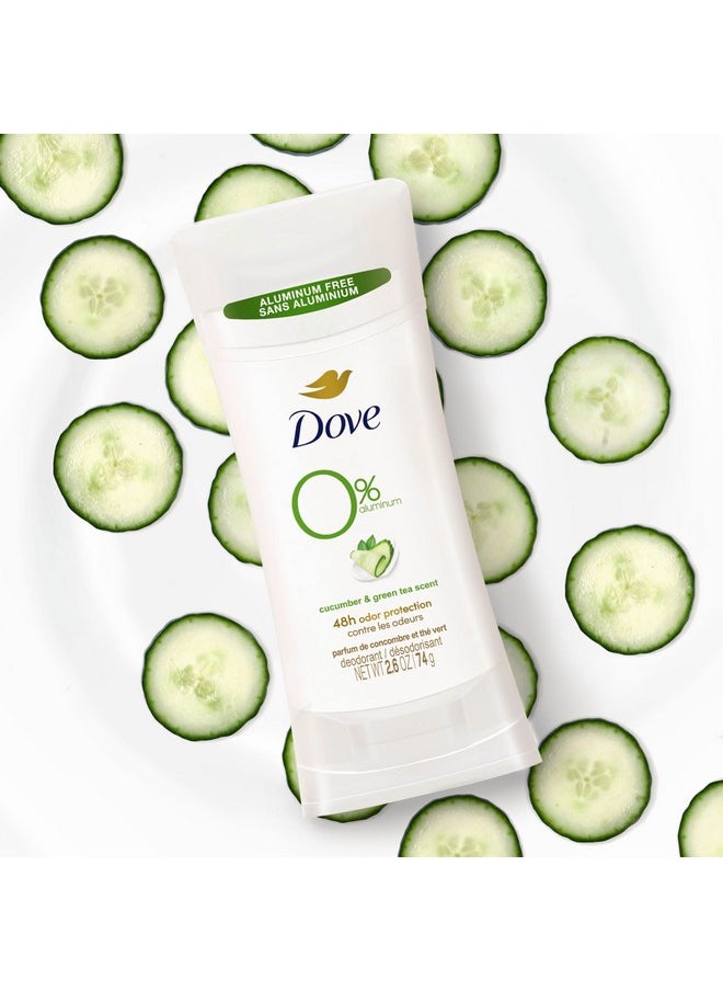 Dove 0% Aluminum Deodorant Stick Cucumber and Green Tea 4 Count Non-irritating Deodorant for Underarm Care Kindest Aluminum Free Deodorant 2.6 oz