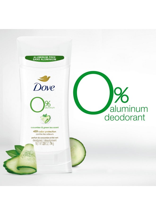 Dove 0% Aluminum Deodorant Stick Cucumber and Green Tea 4 Count Non-irritating Deodorant for Underarm Care Kindest Aluminum Free Deodorant 2.6 oz