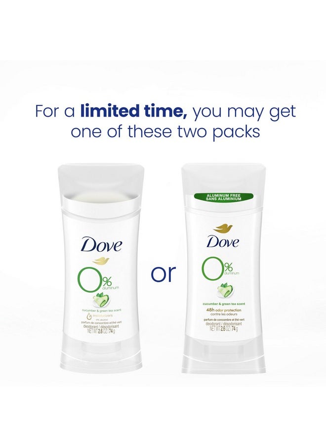 Dove 0% Aluminum Deodorant Stick Cucumber and Green Tea 4 Count Non-irritating Deodorant for Underarm Care Kindest Aluminum Free Deodorant 2.6 oz