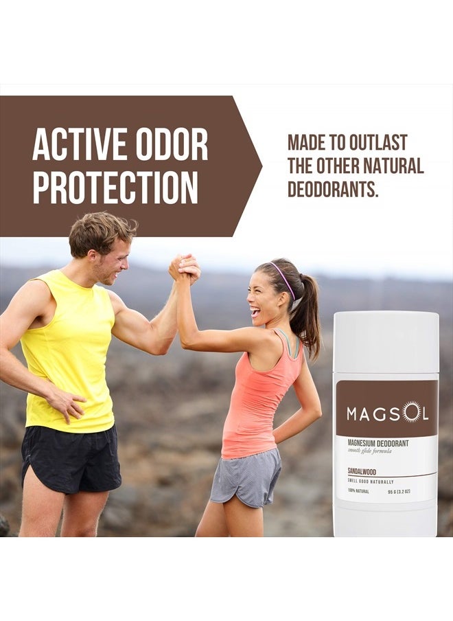 MAGSOL Aluminum Free Deodorant for Men - Natural Deodorant for Women with 4 Total Ingredients, No Baking Soda (Sandalwood)
