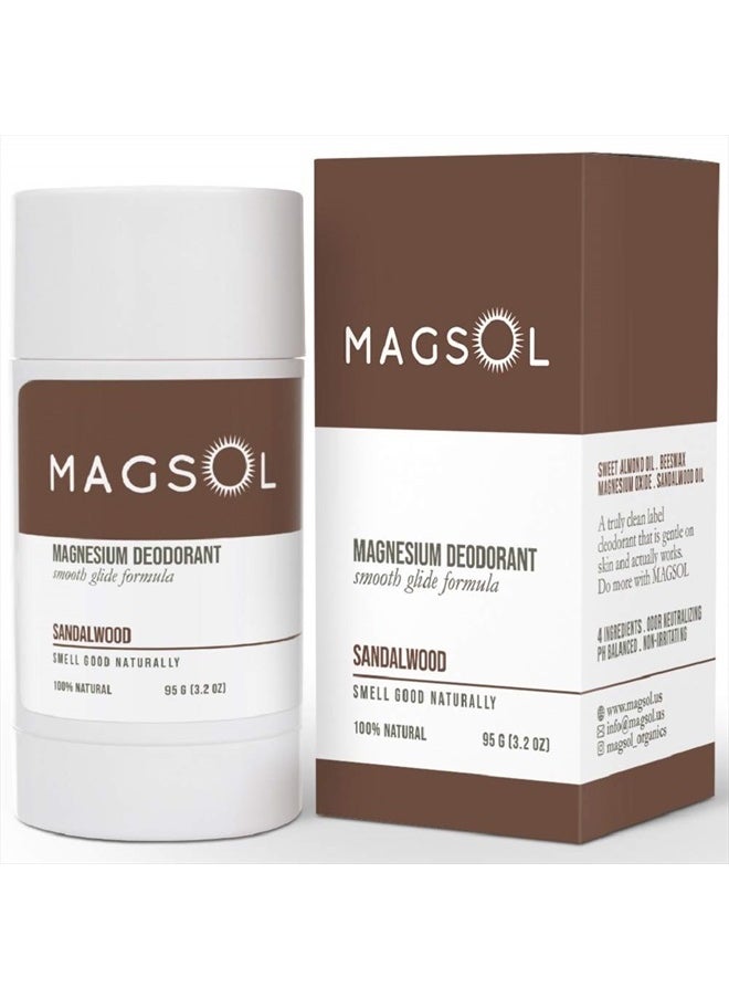 MAGSOL Aluminum Free Deodorant for Men - Natural Deodorant for Women with 4 Total Ingredients, No Baking Soda (Sandalwood)