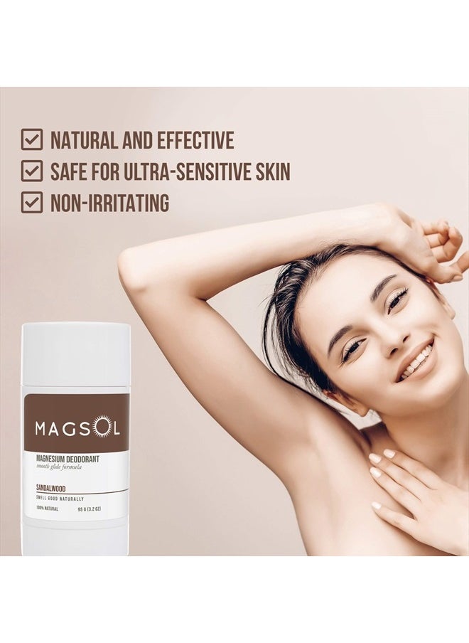 MAGSOL Aluminum Free Deodorant for Men - Natural Deodorant for Women with 4 Total Ingredients, No Baking Soda (Sandalwood)