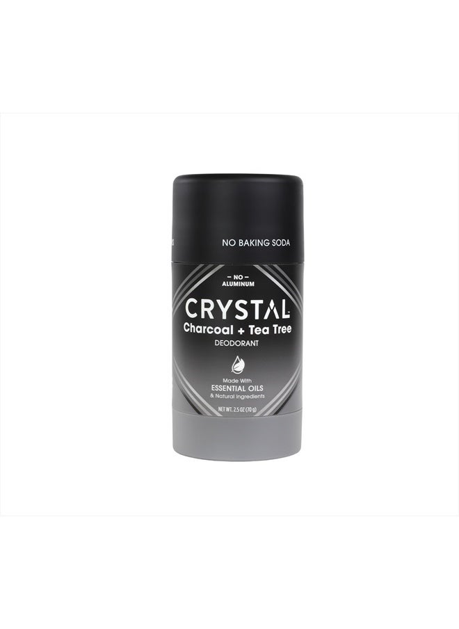 Crystal Magnesium Solid Stick Natural Deodorant, Non-Irritating Aluminum Free Deodorant for Men or Women, Safely and Effectively Fights Odor, Baking Soda Free, Charcoal & Tea Tree, 2.5 oz