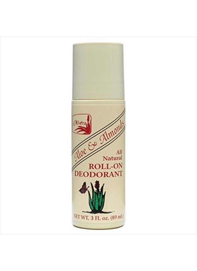 All Natural Roll-On Deodorant Aloe & Almonds - 3 Fl Oz, 4 pack