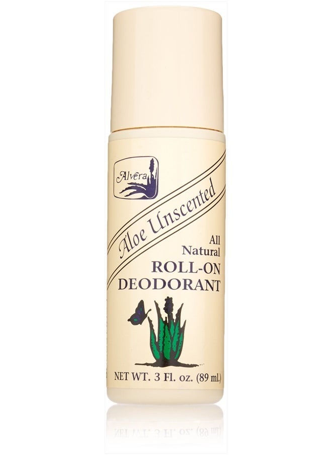 , All Natural Roll-On Deodorant, 89ml Bottle - Aloe Unscented