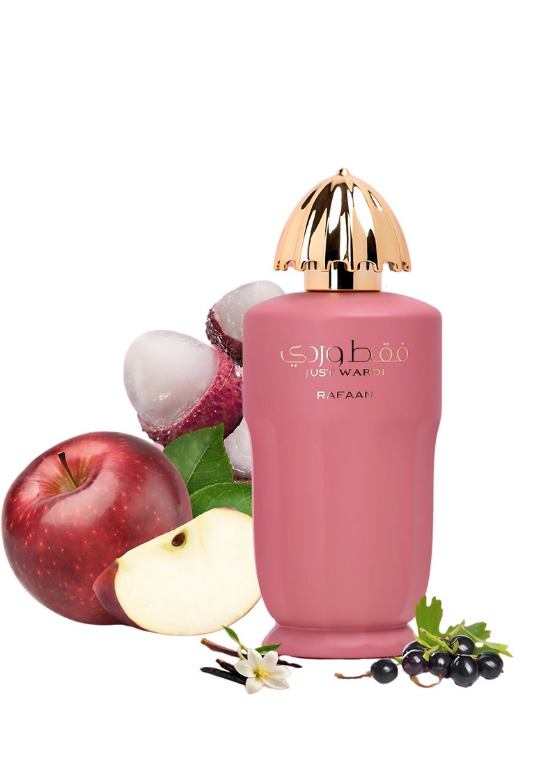 Just Wardi by Rafaan – Luxurious Floral Fruity Eau de Parfum | Lychee, Blackcurrant, Rose & Vanilla | Long-Lasting Women’s Perfume – 100ML