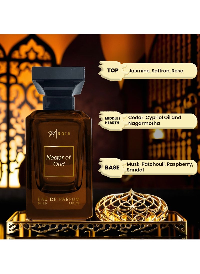 Nectar of Oud Eau de Parfum for Men – Intense Oud Scent with Saffron, Cedar, Patchouli & Spiced Raspberry | Long lasting - 80ml