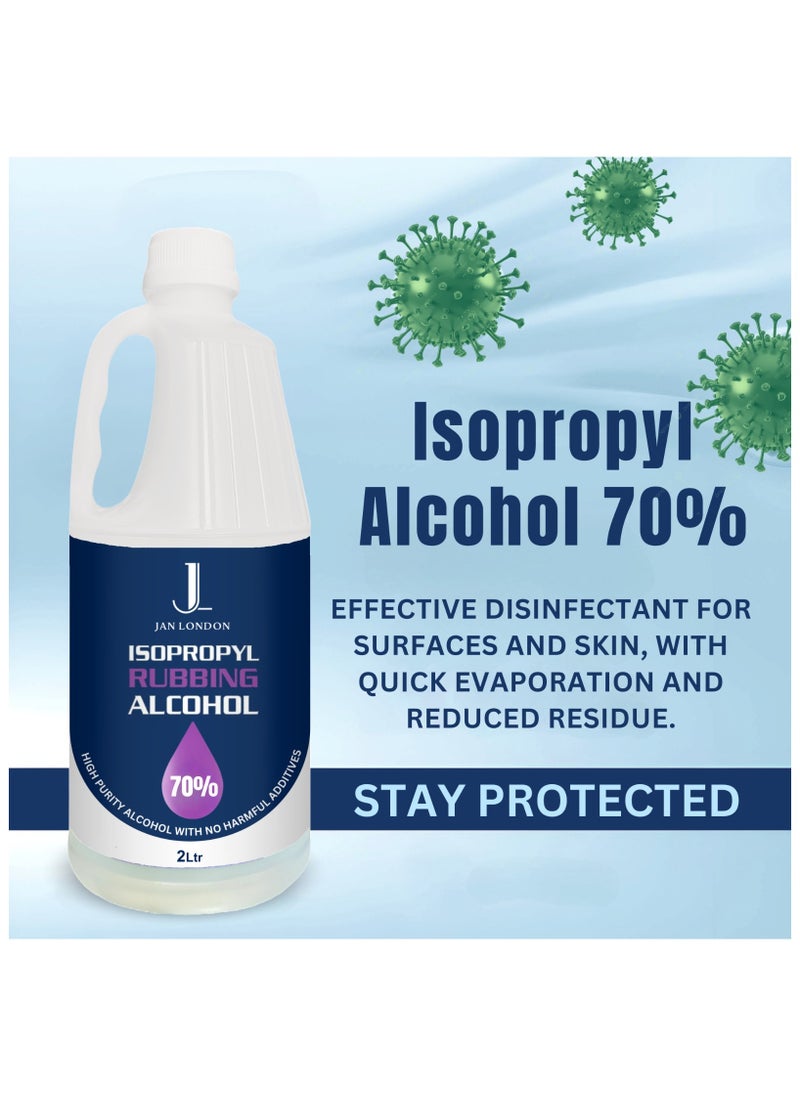 Isopropyl Rubbing Alcohol, IPA 70% – Versatile Antiseptic & Cleaner for Wounds, Surfaces, Electronics – Quick-Drying, Residue-Free, 2Liter