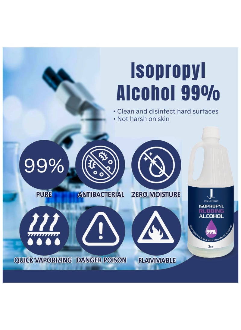 Isopropyl Rubbing Alcohol, IPA 99.9% High Purity – Multipurpose Disinfectant & Cleaner for Surfaces, Electronics, First-Aid, and More – Fast Evaporating, Residue-Free, 2Liter