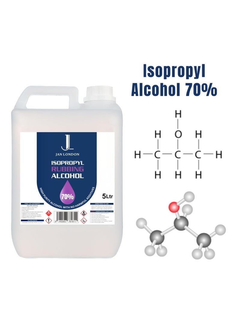 Isopropyl Rubbing Alcohol, IPA 70% – Versatile Antiseptic & Cleaner for Wounds, Surfaces, Electronics – Quick-Drying, Residue-Free, 5Liter