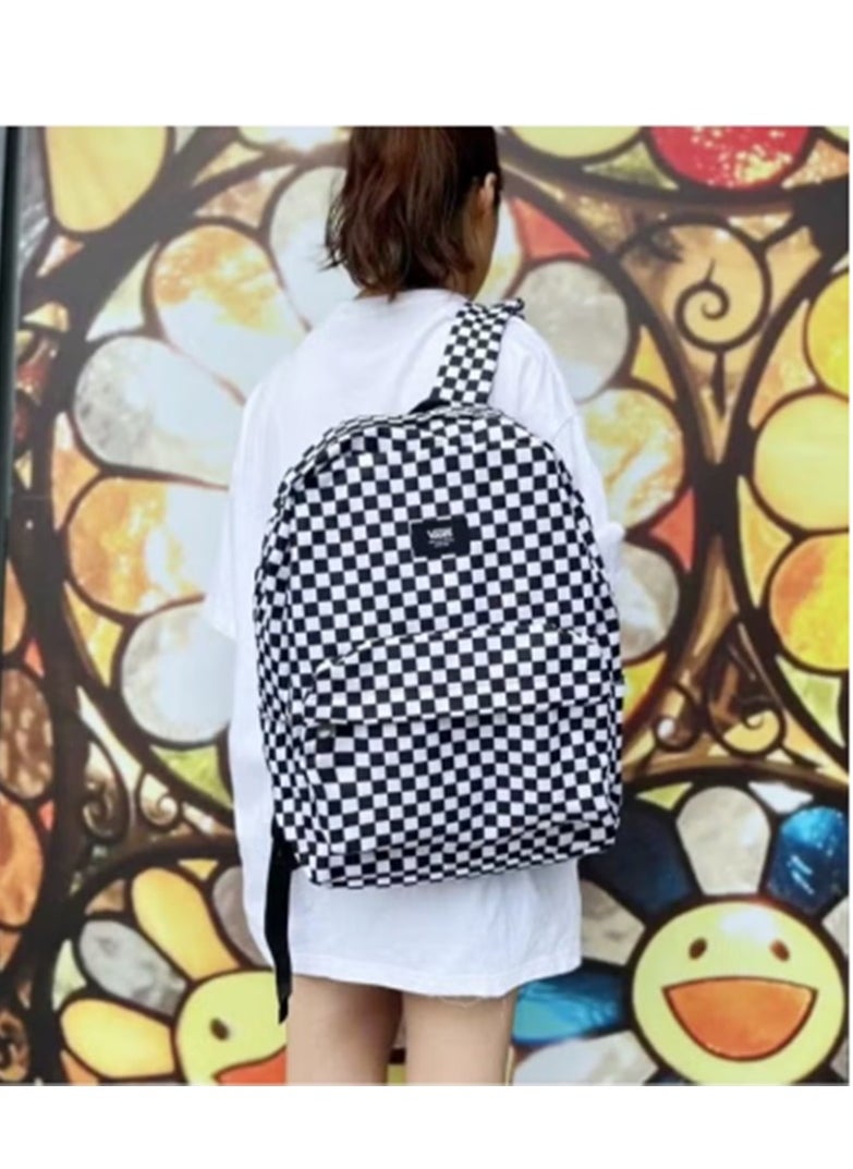 School Season Special: Colorful, Large - Capacity Laptop Schoolbag with Classic Checkerboard Print