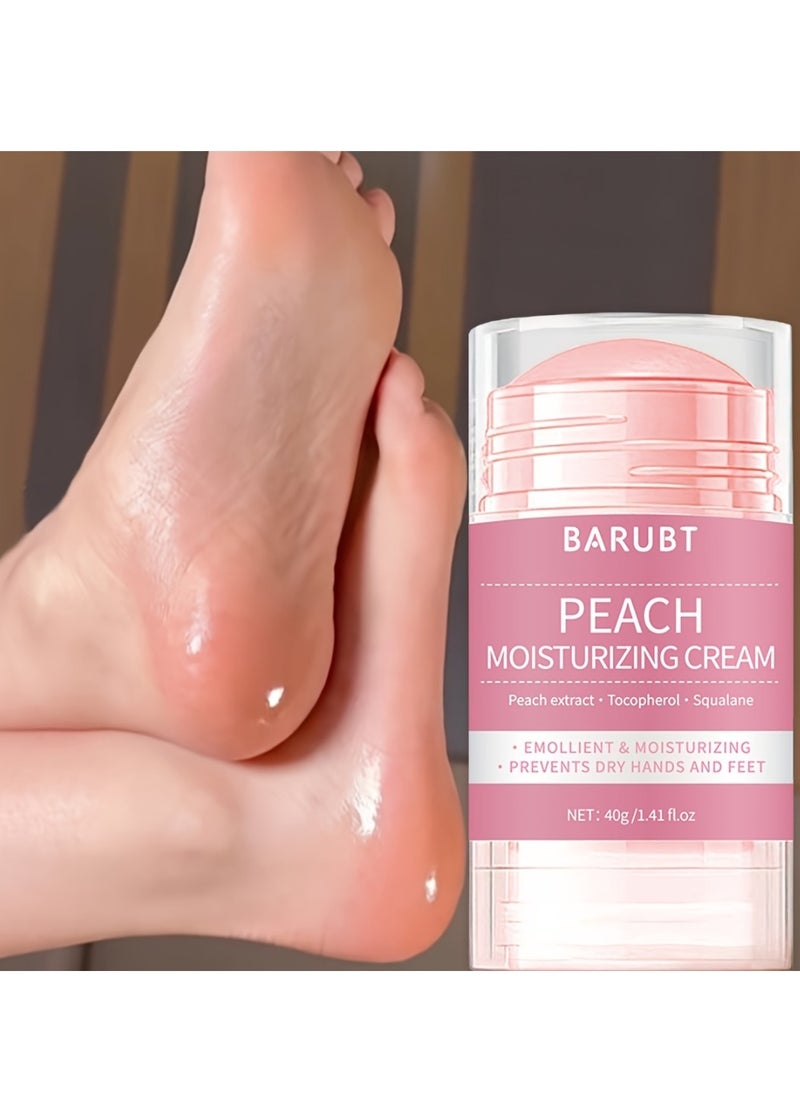 Peach Moisturizing Cream 40G Heals Dry and Cracked Feet Foot Cream Stick for Dry and Damaged Skin Knees Elbows Hands Heel Repair Balm Callus remover Moisturizer Cream Urea Foot Balm Stick