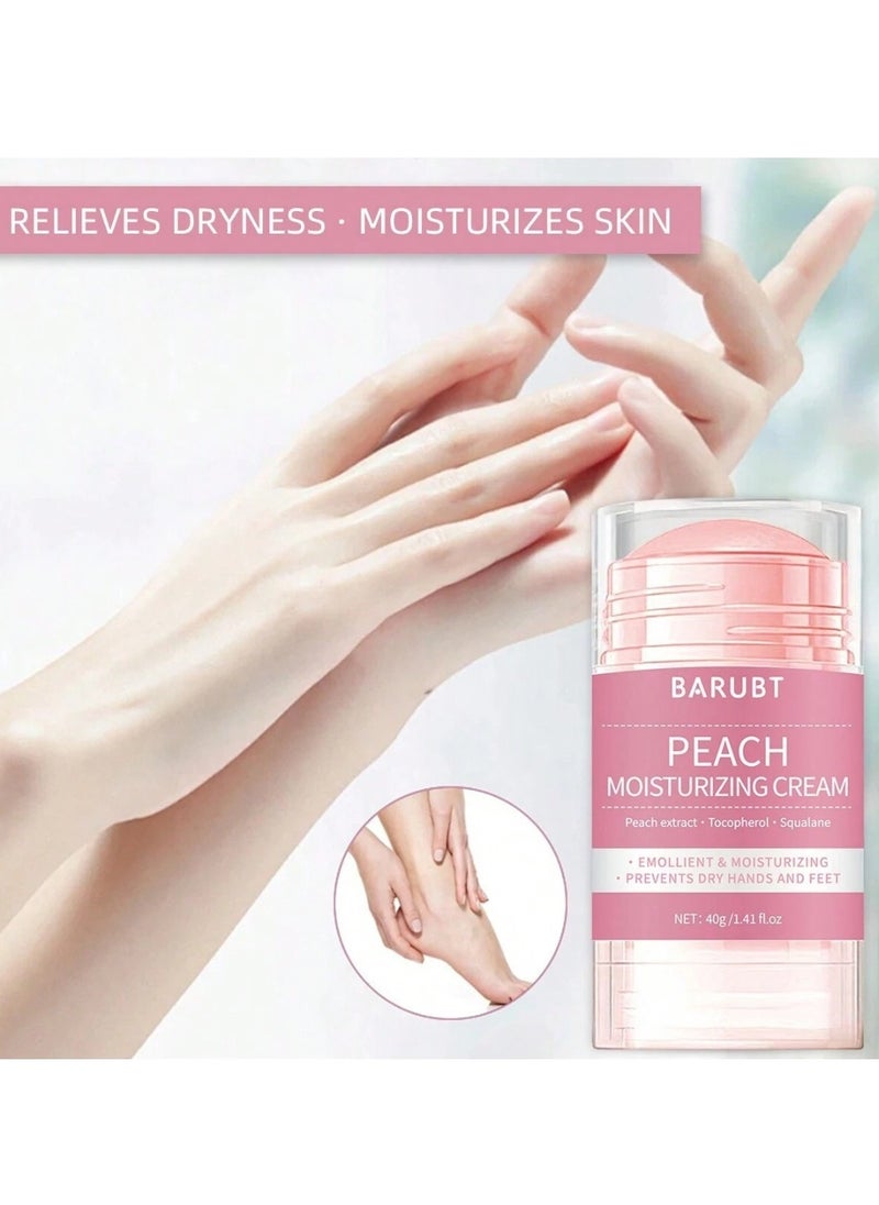 Peach Moisturizing Cream 40G Heals Dry and Cracked Feet Foot Cream Stick for Dry and Damaged Skin Knees Elbows Hands Heel Repair Balm Callus remover Moisturizer Cream Urea Foot Balm Stick