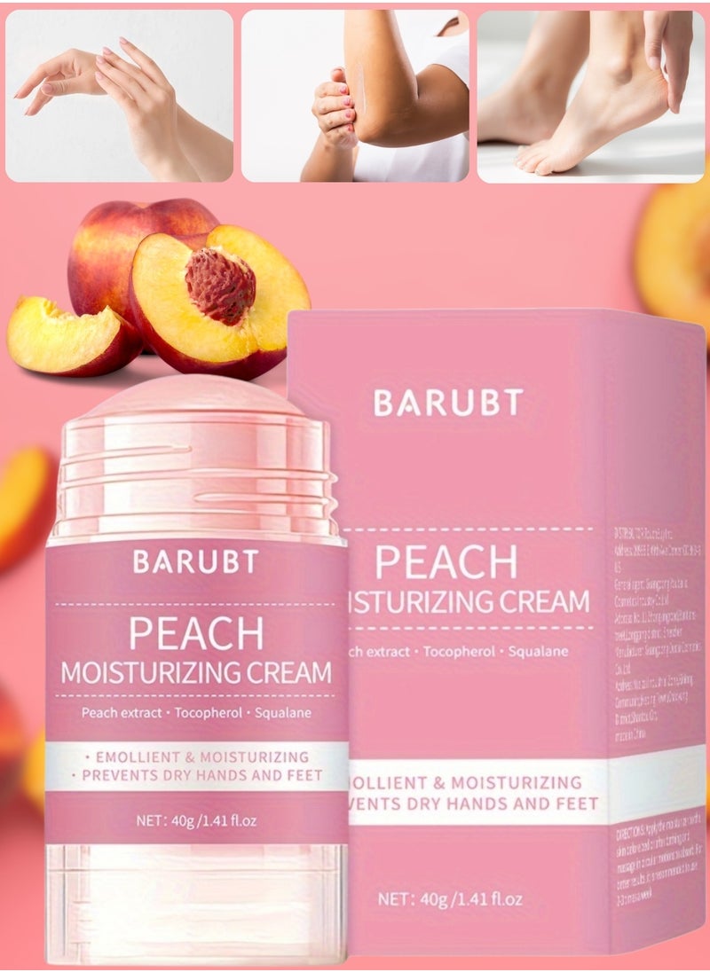 Peach Moisturizing Cream 40G Heals Dry and Cracked Feet Foot Cream Stick for Dry and Damaged Skin Knees Elbows Hands Heel Repair Balm Callus remover Moisturizer Cream Urea Foot Balm Stick