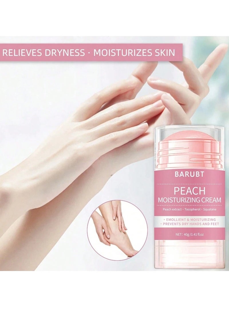 Peach Moisturizing Cream Heals Dry and Cracked Feet Foot Cream Stick for Dry and Damaged Skin Knees Elbows Hands Heel Repair Balm Callus Remover Moisturizer Cream Urea Foot Balm Stick 40g