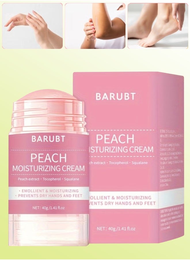 Peach Moisturizing Cream Heals Dry and Cracked Feet Foot Cream Stick for Dry and Damaged Skin Knees Elbows Hands Heel Repair Balm Callus Remover Moisturizer Cream Urea Foot Balm Stick 40g