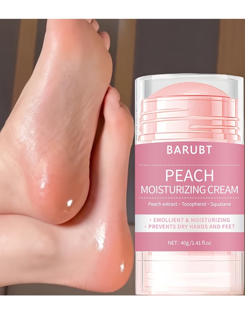 Peach Moisturizing Cream Heals Dry and Cracked Feet Foot Cream Stick for Dry and Damaged Skin Knees Elbows Hands Heel Repair Balm Callus Remover Moisturizer Cream Urea Foot Balm Stick 40g