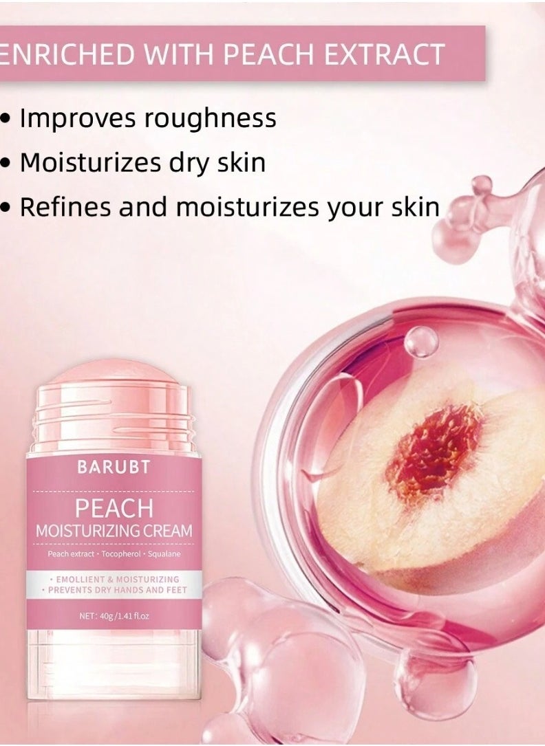 Peach Moisturizing Cream Heals Dry and Cracked Feet Foot Cream Stick for Dry and Damaged Skin Knees Elbows Hands Heel Repair Balm Callus Remover Moisturizer Cream Urea Foot Balm Stick 40g