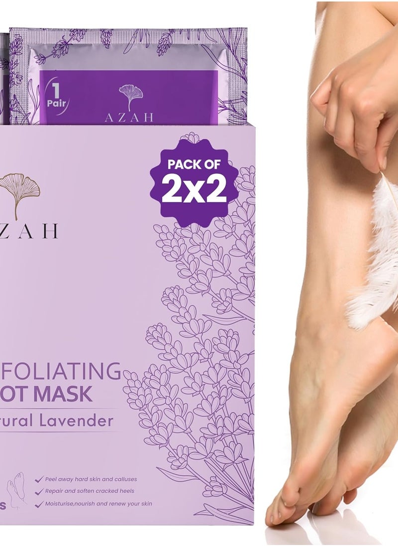 Azah Foot Mask Peeling Feet Mask [Pack of 2X2] | Foot Peel off Mask for Cracked Feet | Peeling and Exfoliating Foot Mask for Foot care at Home | Foot...