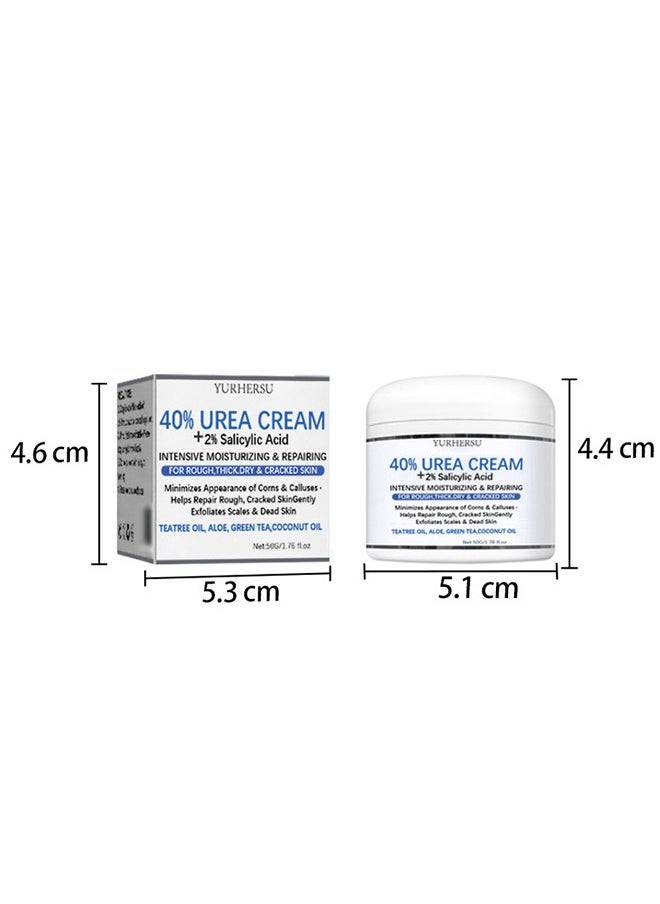 40% UREA CREAM+2% Salicylic Acid，Callus Remover Hand Cream Foot Cream For Dry Cracked Feet, Hands, Heels, Elbows, Nails, Knees, Intensive Moisturizes & Softens Skin, Exfoliates Dead Skin-50g