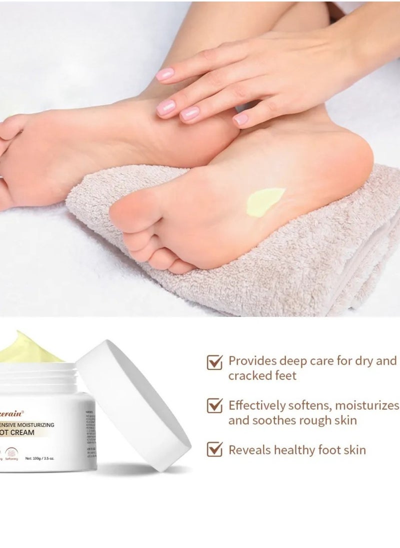 100g Intensive Moisturizing Foot Cream for Repair Dry and Cracked Feet Softening and Deep Moisturizing Cream for Feet Elbows Hands and Knees Soft and Smooth Skin Daily Moisturizer Lotion Cream