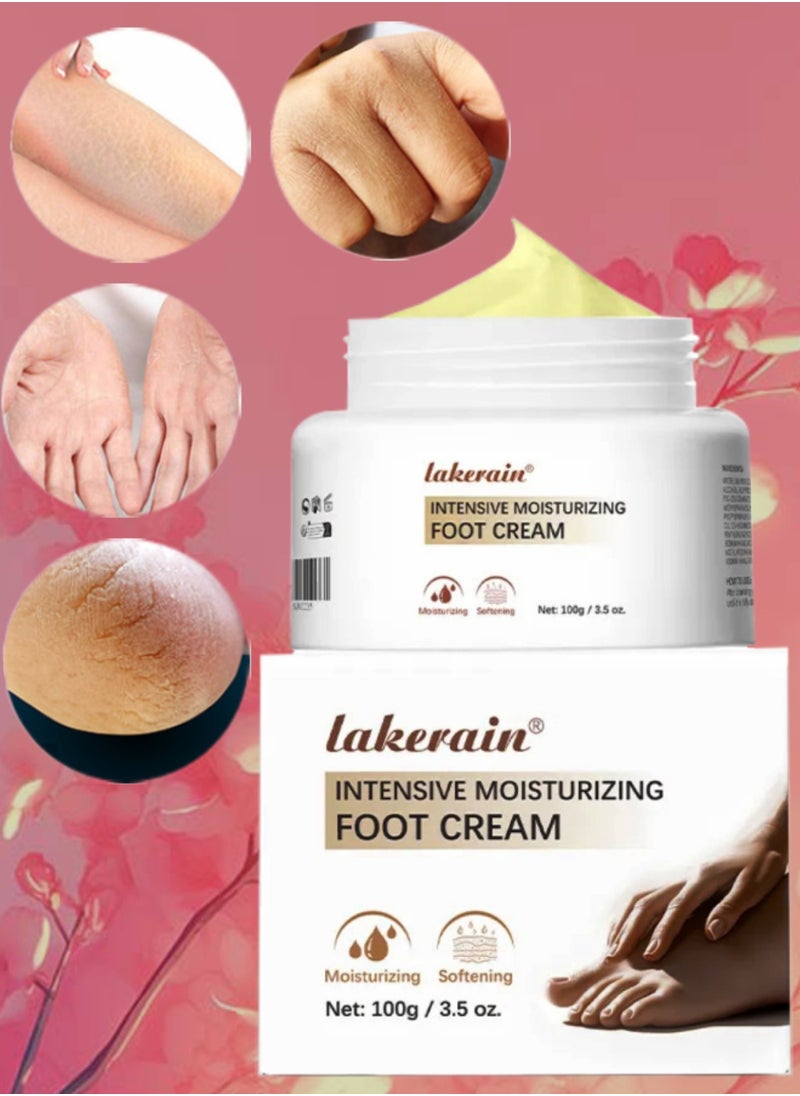 100g Intensive Moisturizing Foot Cream for Repair Dry and Cracked Feet Softening and Deep Moisturizing Cream for Feet Elbows Hands and Knees Soft and Smooth Skin Daily Moisturizer Lotion Cream